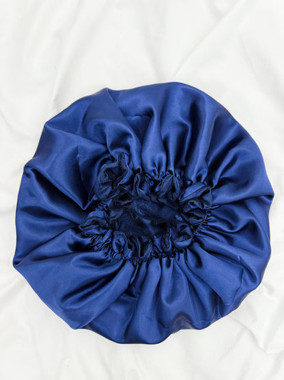 Lace Double Lined Satin Hair Bonnet - Blue