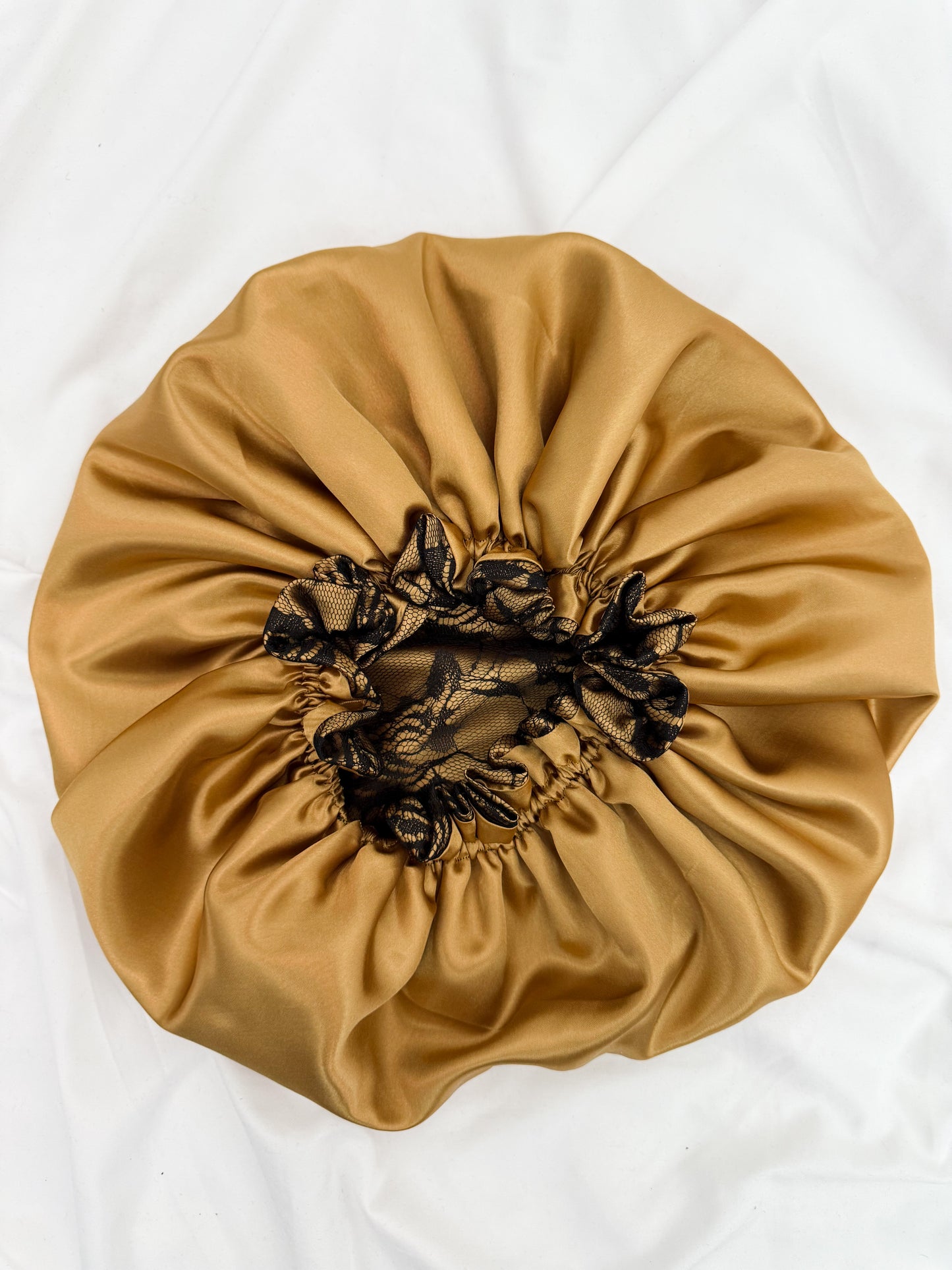 Lace Double Lined Satin Hair Bonnet - Black Gold
